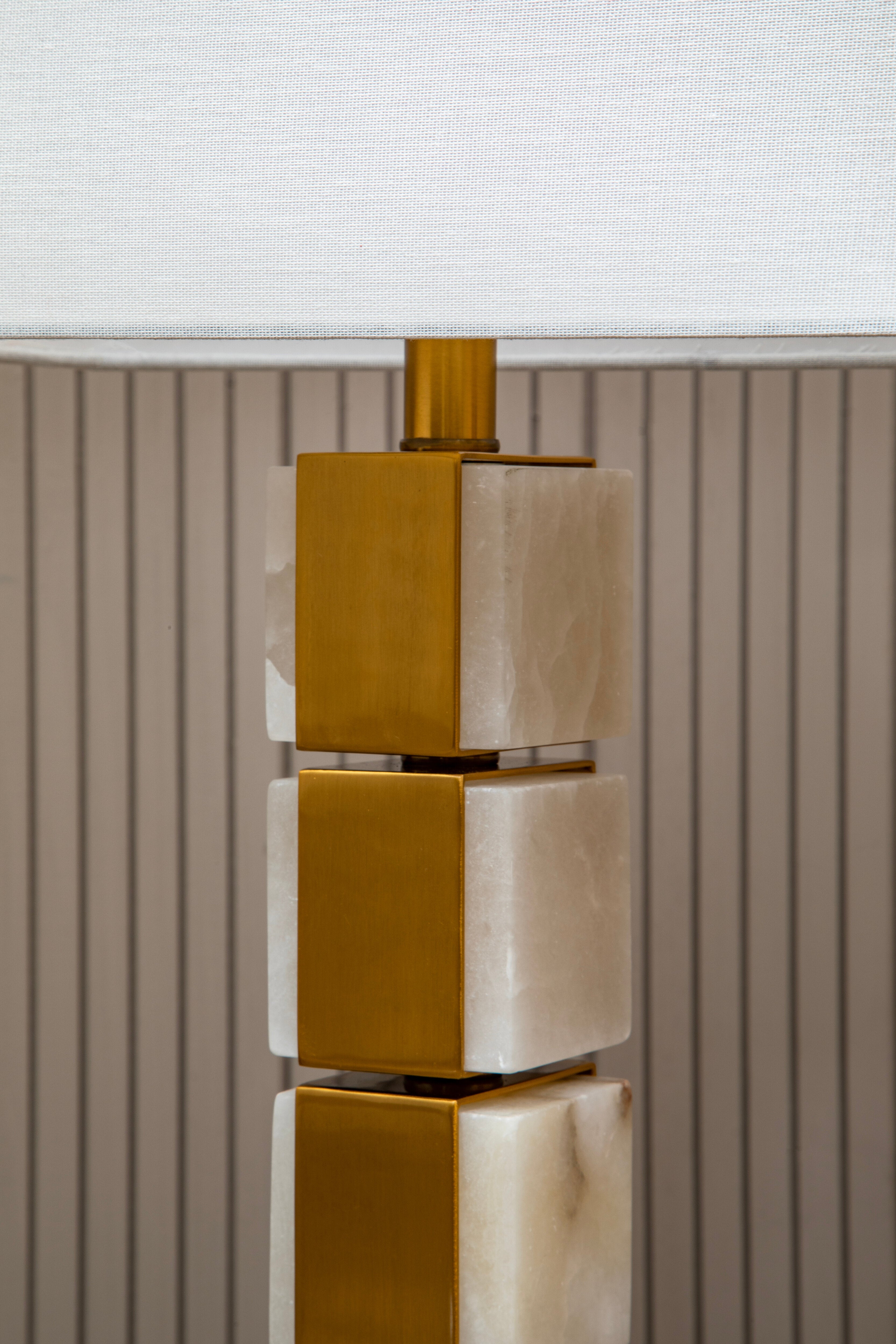 Borello Grey Marble & Gold Stacked Table Lamp